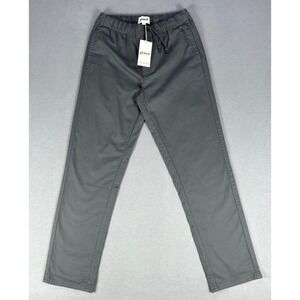 PACT Pants Mens Large Grey Daily Twill Elastic Waist Organic Minimalist New